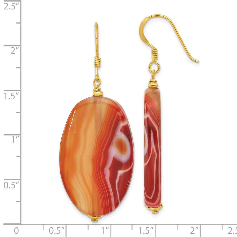 Yellow Gold-plated Sterling Silver Red Sardonyx Dangle Earrings