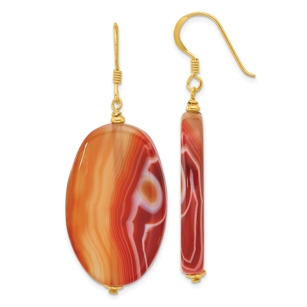 Yellow Gold-plated Sterling Silver Red Sardonyx Dangle Earrings