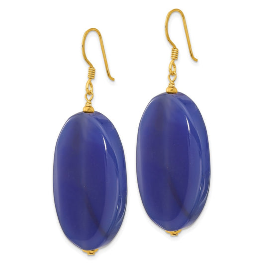 Yellow Gold-plated Sterling Silver Blue Agate Dangle Earrings