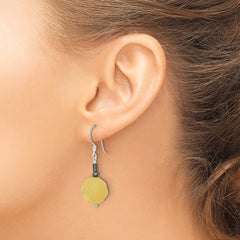 Sterling Silver Faceted Yellow Jade,Hematite,Crystal Dangle Earrings