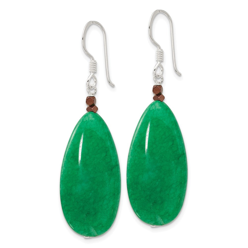 Sterling Silver Green Jade Hematite Bronze Color Base Metal Earrings