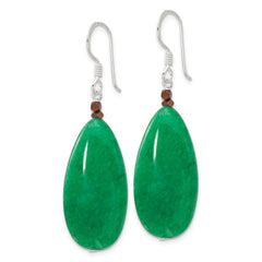 Sterling Silver Green Jade Hematite Bronze Color Base Metal Earrings