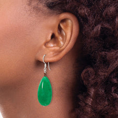 Sterling Silver Green Jade Hematite Bronze Color Base Metal Earrings
