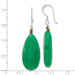 Sterling Silver Green Jade Hematite Bronze Color Base Metal Earrings