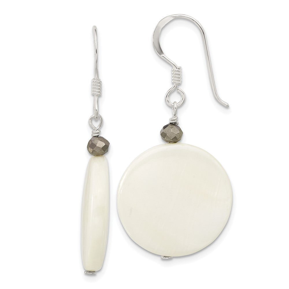 Sterling Silver Mother of Pearl and Crystal Dangle Earrings
