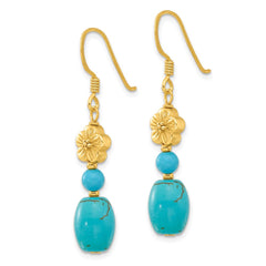 Yellow Gold-plated Sterling Silver Amazonite Heart Dangle Earrings