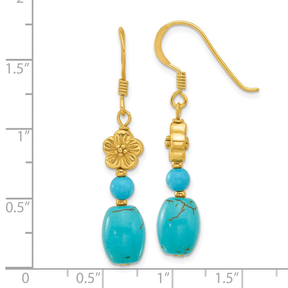 Yellow Gold-plated Sterling Silver Amazonite Heart Dangle Earrings