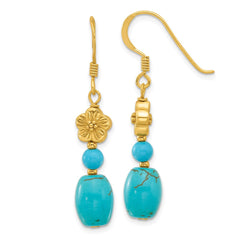 Yellow Gold-plated Sterling Silver Amazonite Heart Dangle Earrings