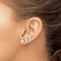 Sterling Silver E-coated 4mm, 5mm and 6mm Ball Post Earrings Set