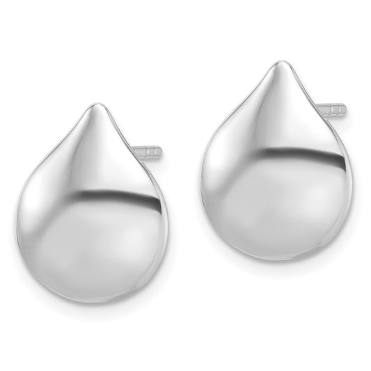 Rhodium-plated Sterling Silver Polished Teardrop Post Earrings