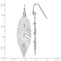 Rhodium-plated Sterling Silver Moveable Leaf Dangle Earrings