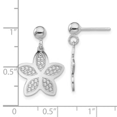 Rhodium-plated Sterling Silver Polished Beaded Flower Earrings