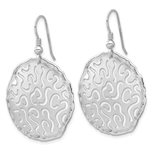 Rhodium-plated Sterling Silver Polished and Brushed Earrings