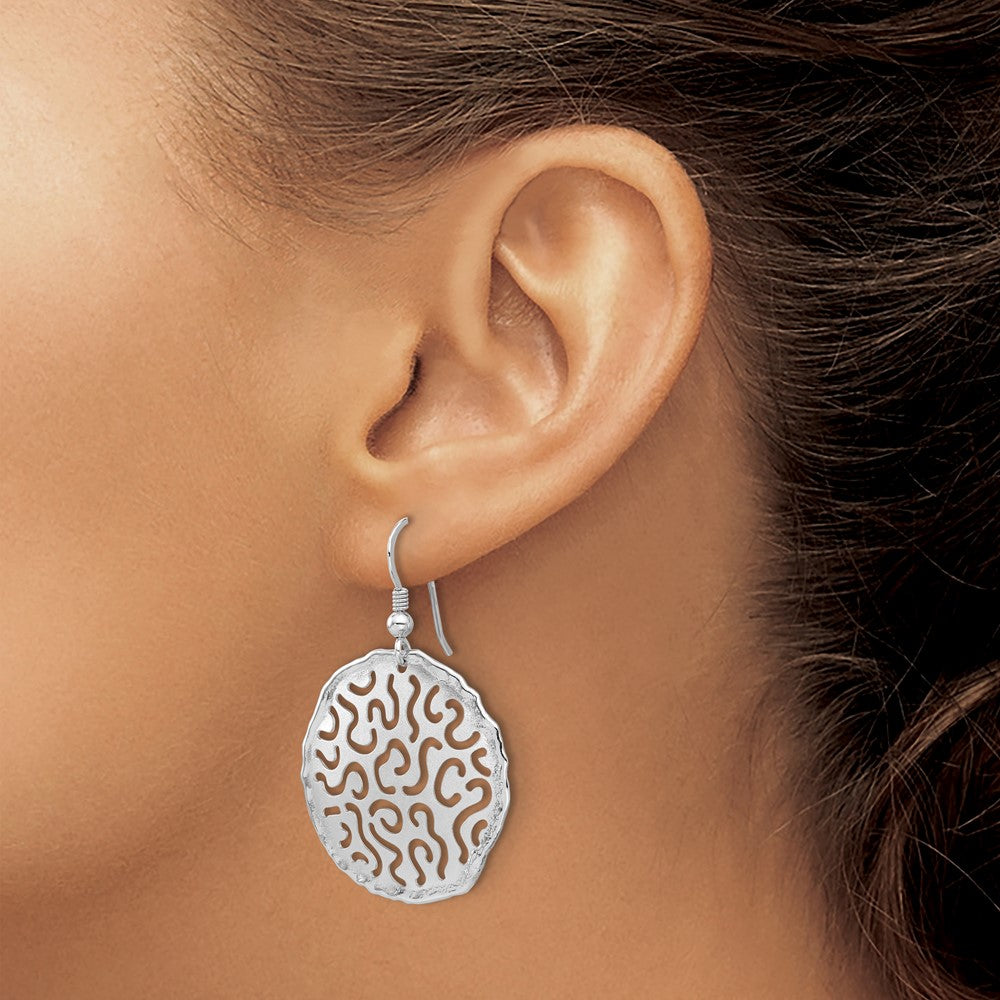 Rhodium-plated Sterling Silver Polished and Brushed Earrings