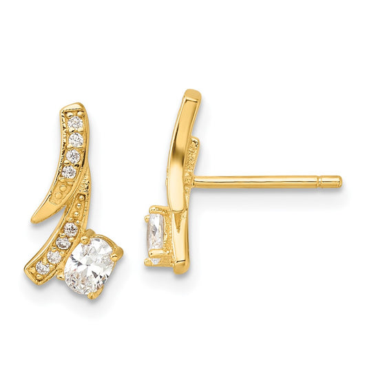 Sterling Silver Gold-plated Fancy CZ Post Earrings