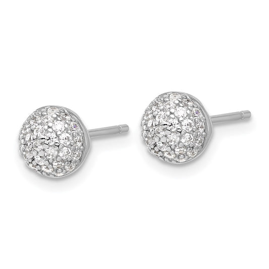 Rhodium-plated Sterling Silver Micro Pave CZ Ball Stud Earrings