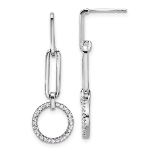 Rhodium-plated Sterling Silver CZ Dangle Post Earrings