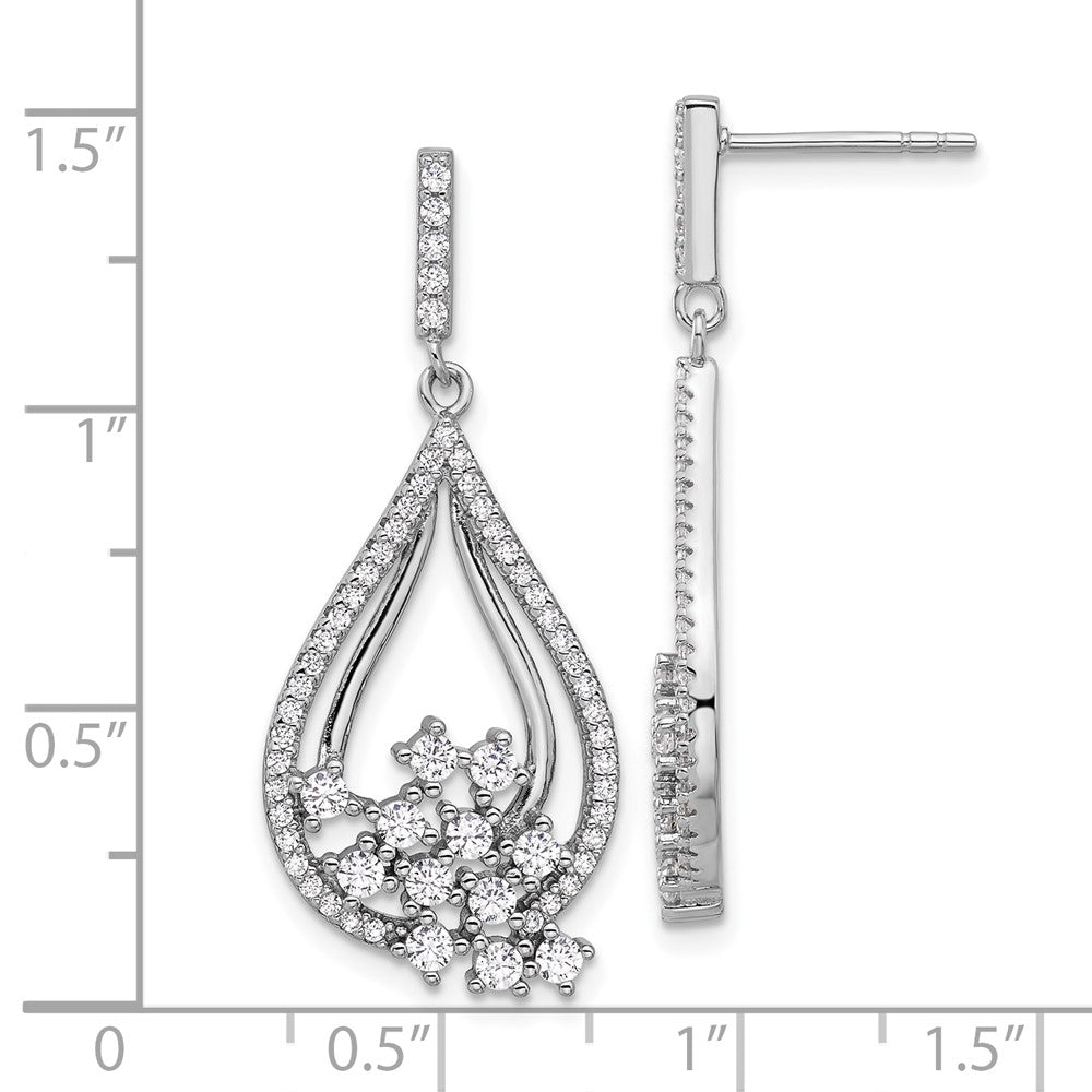 Rhodium-plated Sterling Silver Fancy CZ Dangle Earrings