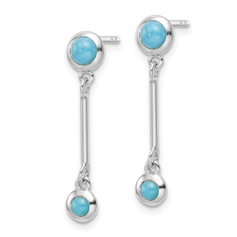 Rhodium-plated Sterling Silver Turquoise Drop Dangle Earrings