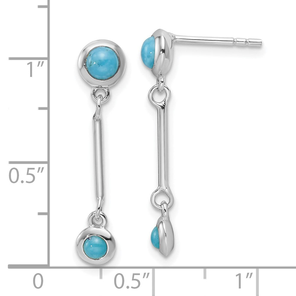 Rhodium-plated Sterling Silver Turquoise Drop Dangle Earrings