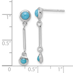 Rhodium-plated Sterling Silver Turquoise Drop Dangle Earrings