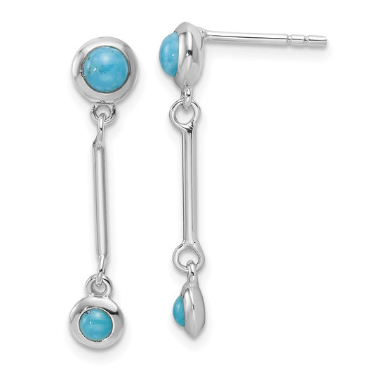 Rhodium-plated Sterling Silver Turquoise Drop Dangle Earrings