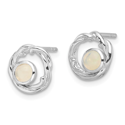 Rhodium-plated Sterling Silver Opal Post Earrings