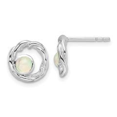 Rhodium-plated Sterling Silver Opal Post Earrings