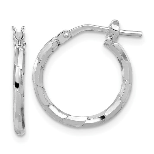 Rhodium-plated Sterling Silver Polished 1.60mm Hoop Earrings