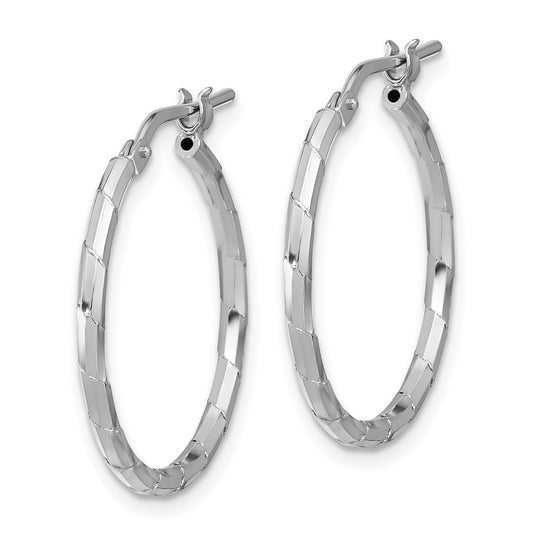 Rhodium-plated Sterling Silver Polished 1.60mm Hoop Earrings