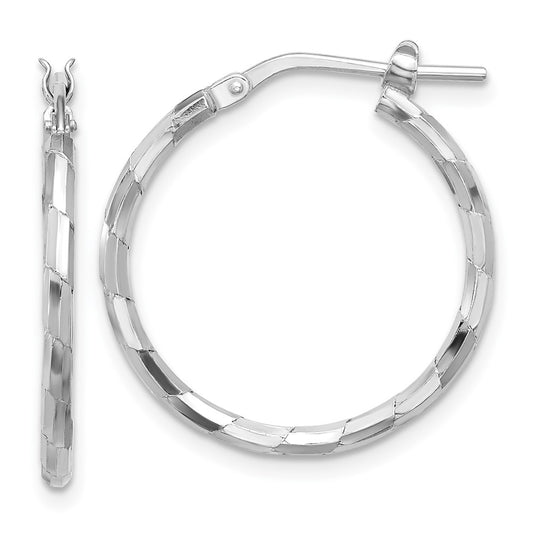 Rhodium-plated Sterling Silver Polished 1.60mm Hoop Earrings