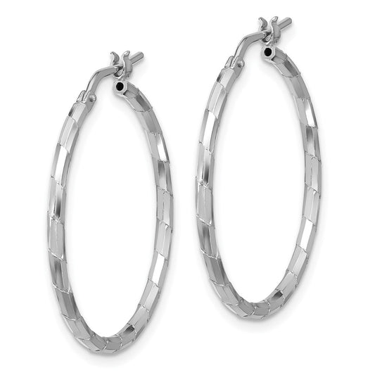 Rhodium-plated Sterling Silver Polished 1.60mm Hoop Earrings