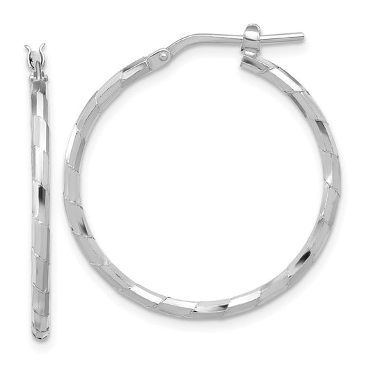 Rhodium-plated Sterling Silver Polished 1.60mm Hoop Earrings