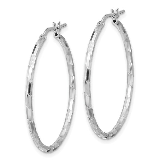 Rhodium-plated Sterling Silver Polished 1.60mm Hoop Earrings