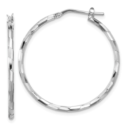 Rhodium-plated Sterling Silver Polished 1.60mm Hoop Earrings