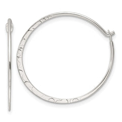 Sterling Silver Polished and Hammered Hoop Earrings