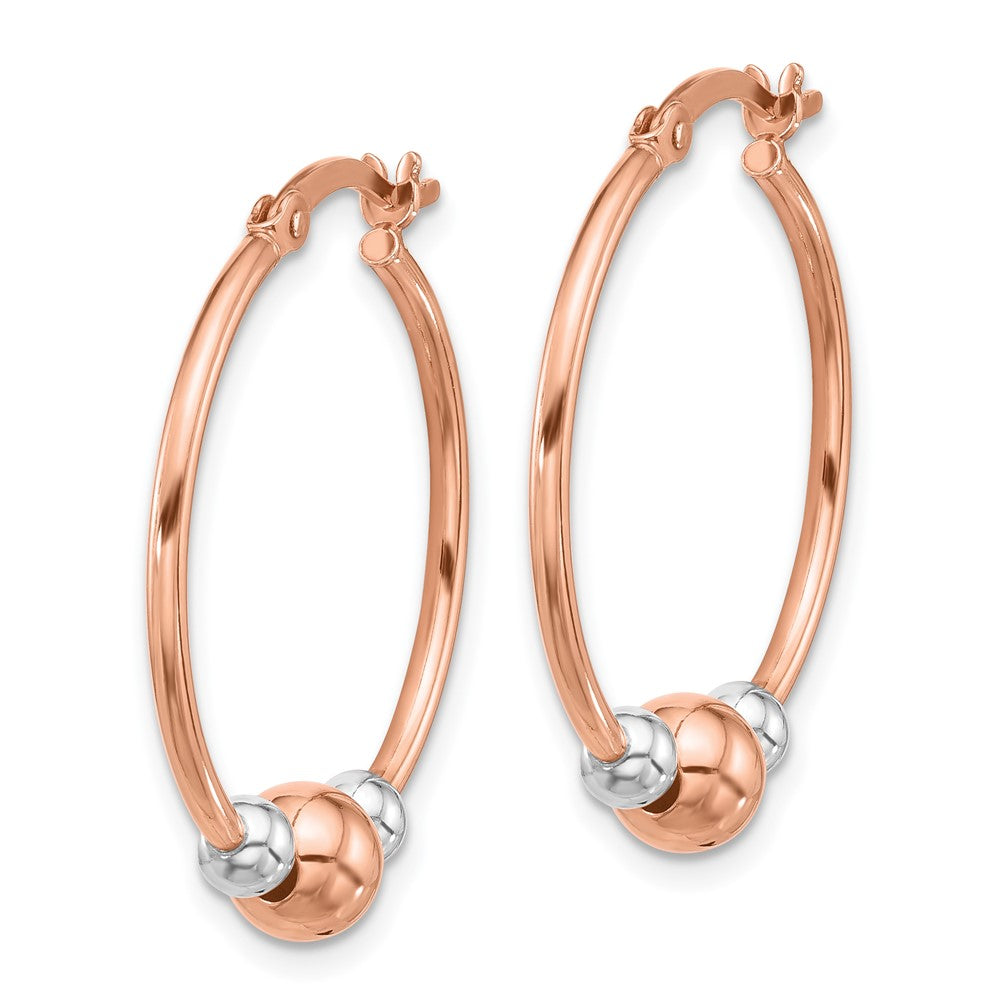 Sterling Silver and Rose-tone Beaded Hoop Earrings