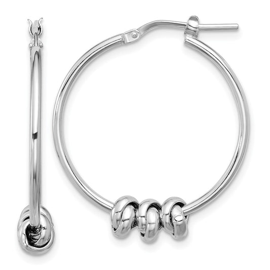 Rhodium-plated Sterling Silver Polished Love Knot Hoop Earrings