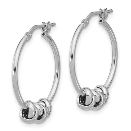 Rhodium-plated Sterling Silver Polished Love Knot Hoop Earrings