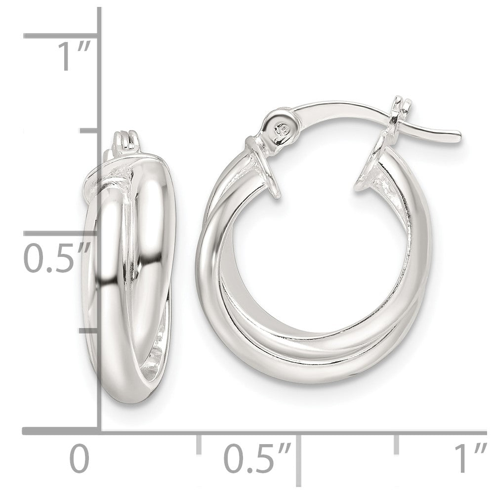 Sterling Silver Polished Twisted Double Hoop Earrings