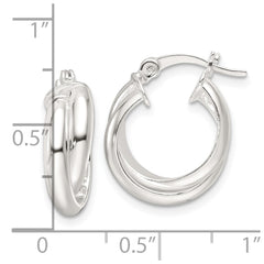 Sterling Silver Polished Twisted Double Hoop Earrings