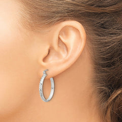 Sterling Silver Polished Diamond-cut Hoop Earrings
