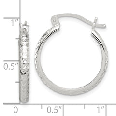 Sterling Silver Polished Diamond-cut Hoop Earrings