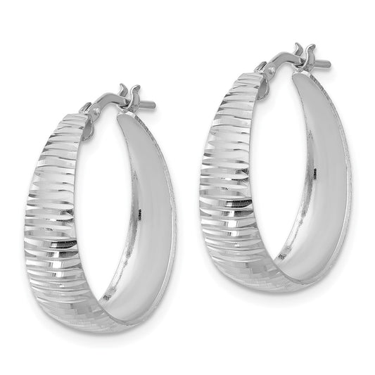 Rhodium-plated Silver Polished Graduated Hoop Earrings