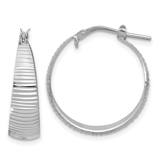 Rhodium-plated Silver Polished Graduated Hoop Earrings