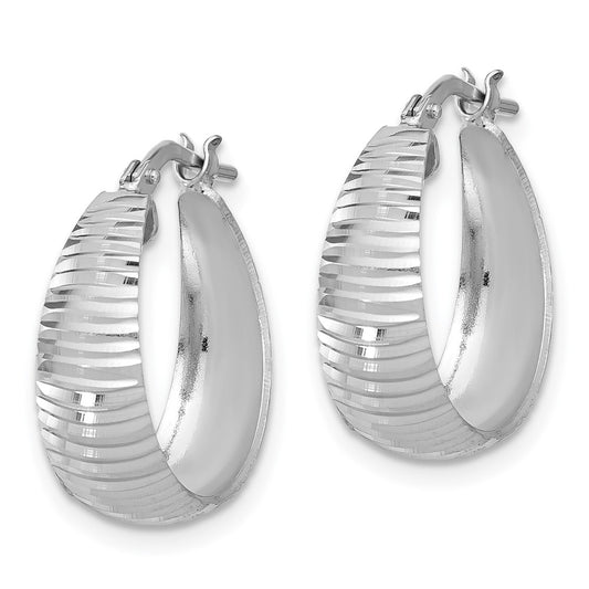 Rhodium-plated Silver Polished Graduated Hoop Earrings