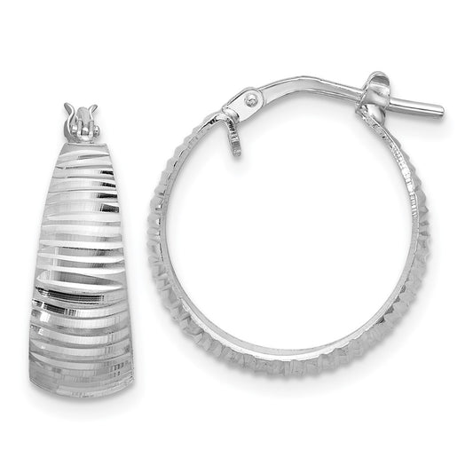 Rhodium-plated Silver Polished Graduated Hoop Earrings