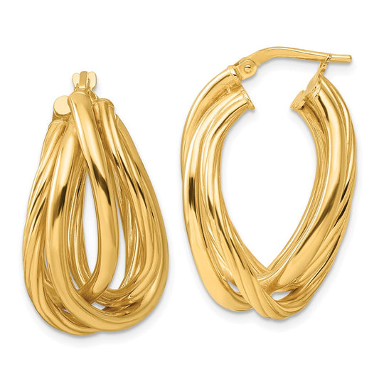 Yellow Gold-plated Sterling Silver Polished and Twisted Fancy Hoop Earrings