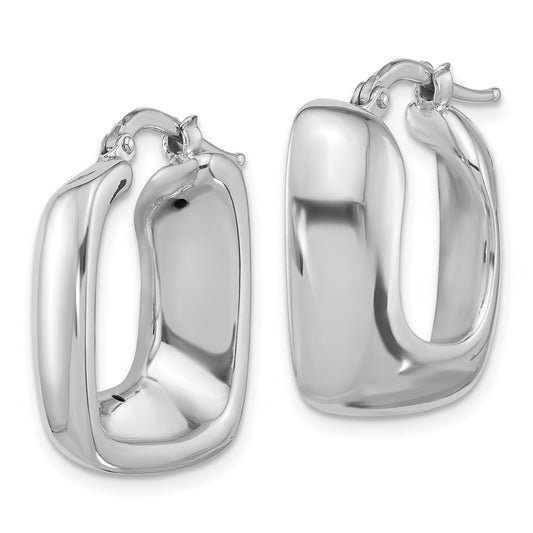 Rhodium-plated Sterling Silver Polished Square Hoop Earrings