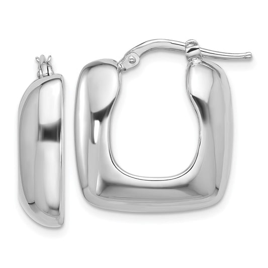 Rhodium-plated Sterling Silver Polished Square Hoop Earrings